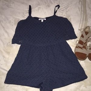 Lace Navy Blue Romper